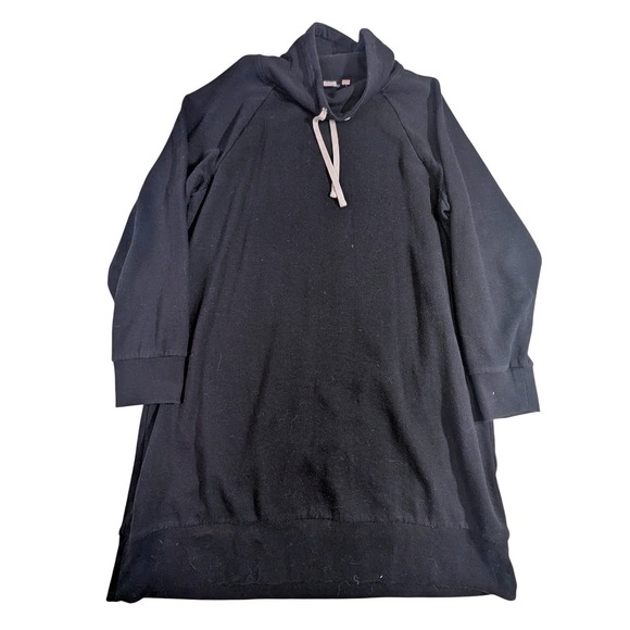 GAP Tops - GAP Sweatshirt Dress – Women's L Black Long Sleeve Cowl Neck Drawstring